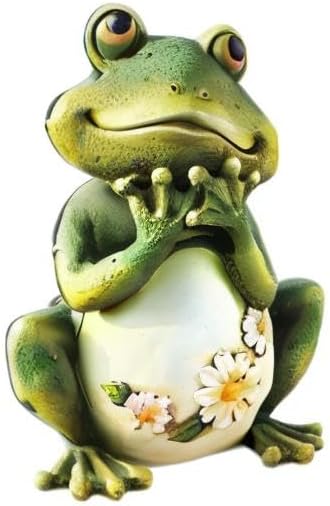 Roman Giftware Inc., 9.5" H Frog with Daisies Statue, Garden Collection, Outdoor Statue, Memorial, Resin Stone, Adorable Frogs and Flowers, Garden Décor (9x5x6)