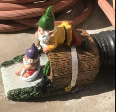 Decorative Downspout Extension, Cute Gnomes Gutter Diverter & Splash Block, Garden Statue Fits 3x4 Gutter Downspout, Prevents Mud & Puddles During the Spring, Garden Decoration for Summer.