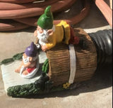 Decorative Downspout Extension, Cute Gnomes Gutter Diverter & Splash Block, Garden Statue Fits 3x4 Gutter Downspout, Prevents Mud & Puddles During the Spring, Garden Decoration for Summer.