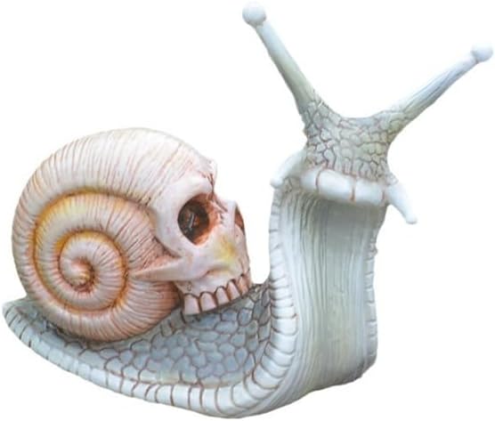Skull Snail Garden Statues Halloween Skull Snail Sculpture Gothic Skull Decor Interesting Desktop Resin Craft Ornaments for Home Outdoor Office Decor,White