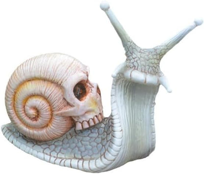 Skull Snail Garden Statues Halloween Skull Snail Sculpture Gothic Skull Decor Interesting Desktop Resin Craft Ornaments for Home Outdoor Office Decor,White