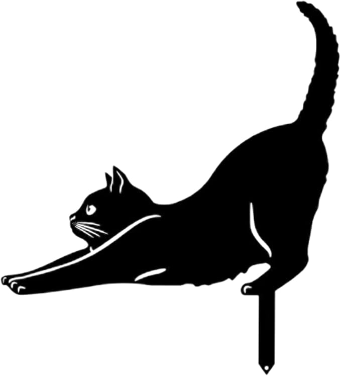 Yard Ornaments, Garden Outdoor Statues Animal Stakes, Metal Black Cat Stake Garden Garden Statue, Garden Stakes Decorative for Yard Decor and Lawn Ornaments (B)