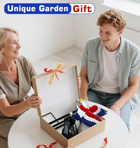 Solar Garden Lights Eagle Decor - Patriotic Stake Lantern