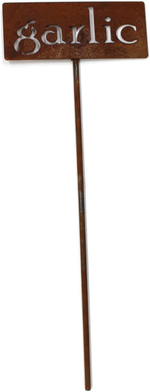 Classic Metal Garden Markers 19 Inches Tall (garlic, Naturally Rusted)