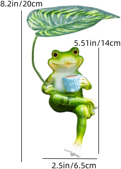 Adorable Animal Garden Statue with Umbrella - Charming Outdoor Decor for Yard, Patio, or Garden (Frog Drink Coffee)