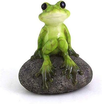 Top Collection 2.725-Inch Miniature Fairy Garden and Terrarium Cute Frog on Stone, Mini
