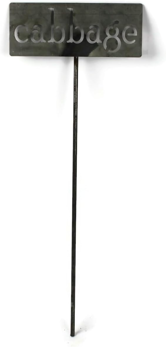 Classic Metal Garden Markers 19 Inches Tall (cabbage, Raw, Unfinished Steel (will rust with time))