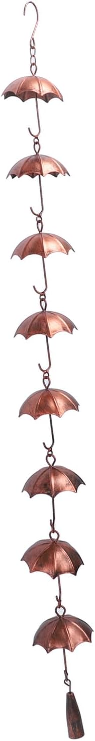 Alomejor Decorative Umbrella Rain Chain, 39.4 Inch Iron 8 Cup Bell for Home Garden Patio, Vintage Chain Decoration for Garden Decoration