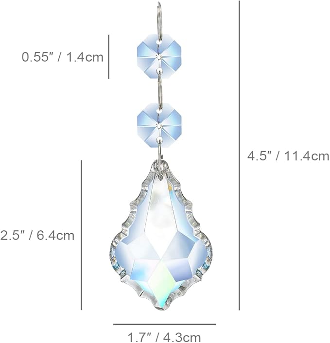 Pack of 20 Clear Crystal Maple Leaf Chandelier Prisms Suncatcher Pendants Hanging Connected Glass Octagon Beads for Chandelier Christmas Tree Decor(63mm)