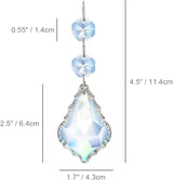 Pack of 20 Clear Crystal Maple Leaf Chandelier Prisms Suncatcher Pendants Hanging Connected Glass Octagon Beads for Chandelier Christmas Tree Decor(63mm)