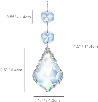 Pack of 20 Clear Crystal Maple Leaf Chandelier Prisms Suncatcher Pendants Hanging Connected Glass Octagon Beads for Chandelier Christmas Tree Decor(63mm)