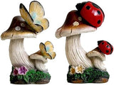 Garden Statue Animal Sculpture Outdoor Decor Gift Resin Mushroom Garden Statues, Outdoor Decor Figurines Patio Yard Lawn Ornaments Fairy Garden Collectibles Front Porch Sculptures(E,12x10x19cm)