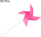 HARFINGTON 50pcs Windmills for The Yard Garden 15" x 7.5" 4 Leaves Pinwheels Wind Mills Spinners Windproof Waterproof Bird Devices with Stakes for Patio Decor, Pink