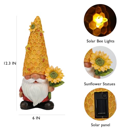 Sunflower Garden Gnome - 12.3" Solar Lights
