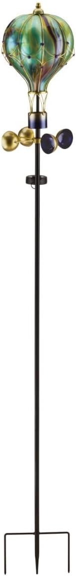 Regal Art & Gift Swirl Balloon Spinner, 62-Inch Solar Garden Stake - Metal Wind Spinner with Solar Light - Outdoor Kinetic Garden Sculpture for Yard Art, Patio & Lawn Décor - Green