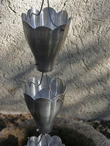 Nutshell Stores XL Scallop Cups Rain Chain - Aluminum - 9 Feet