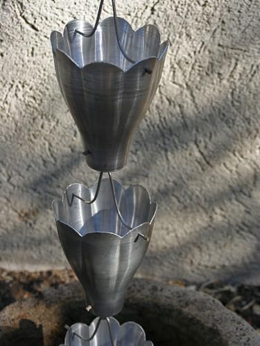 Nutshell Stores XL Scallop Cups Rain Chain - Aluminum - 15 Feet
