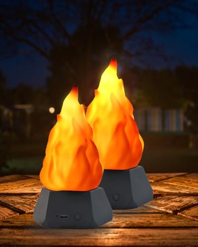 LED Flame Night Light - Rechargeable, 3-Mode Flickering, 4 Pack