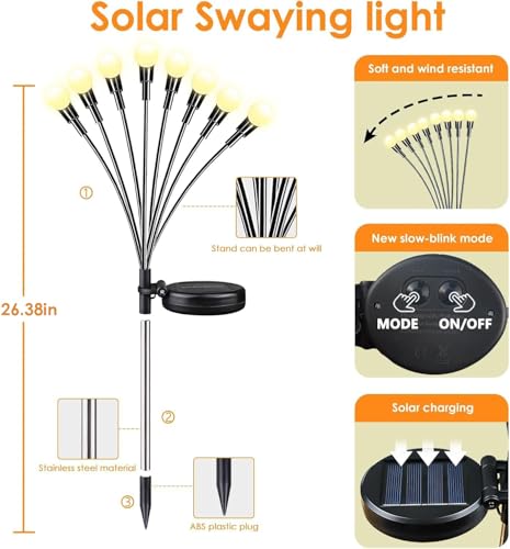 Solar Garden Lights - 8 Pack Warm White LED