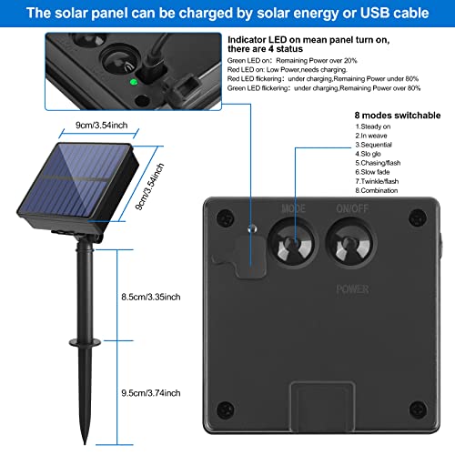 Solar String Lights 78.7ft - 200LED 8 Modes Waterproof