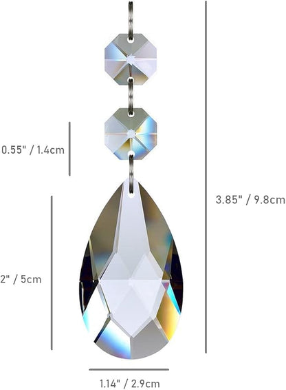 20pcs 50mm Teardrop Chandelier Crystals, Clear Replacement Parts Hanging Pendants Connected Glass Octagon Beads for Chandelier Decoration