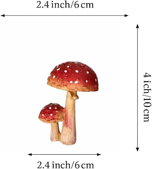 Miniature Resin Mushroom Decor for Fairy Garden – 6 PCS Colorful Mushroom Figurines, Yard Art Ornaments for Outdoor Garden, Bonsai & Terrarium Decorations (Mother & Child Mushroom)