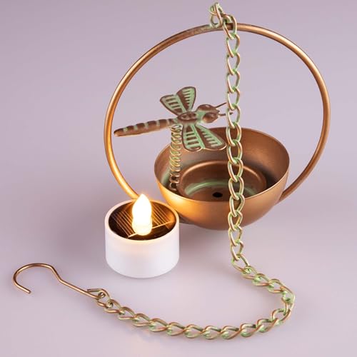 Dragonfly Solar Hanging Lantern - Flickering Flame