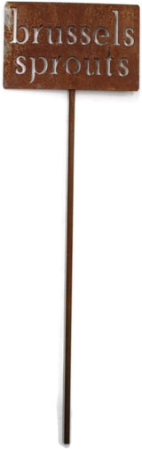 Classic Metal Garden Markers 19 Inches Tall (brussels sprouts, Naturally Rusted)