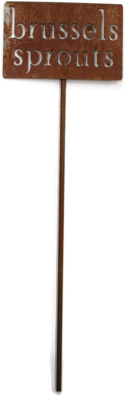 Classic Metal Garden Markers 19 Inches Tall (brussels sprouts, Naturally Rusted)