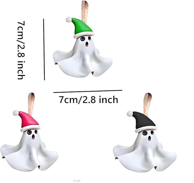 3 Pack Halloween/Christmas Decorations Outdoor Indoor,Cute 3D Resin Ghost Decoration,Halloween Ghost Hanging Ornaments for Home Outside Porch Garden Yard Lawn Party Decorations (3 Pack)