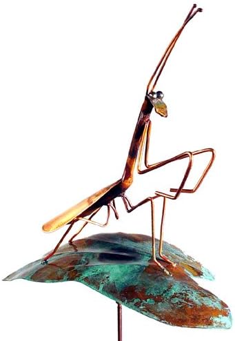 Modern Artisans Copper Praying Mantis Garden Sculpture & Stake, American Made