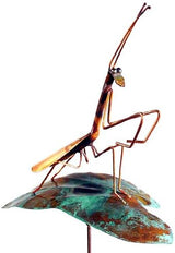 Modern Artisans Copper Praying Mantis Garden Sculpture & Stake, American Made