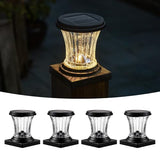 Glass Solar Post Cap Lights - 4x4 Posts, Warm White, 4 Pack