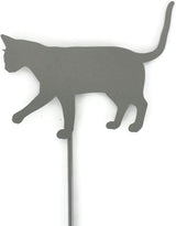 Pets and Farm Animals Metal Garden Landscape Stake (9" Wide Cat on Stake, Gray)