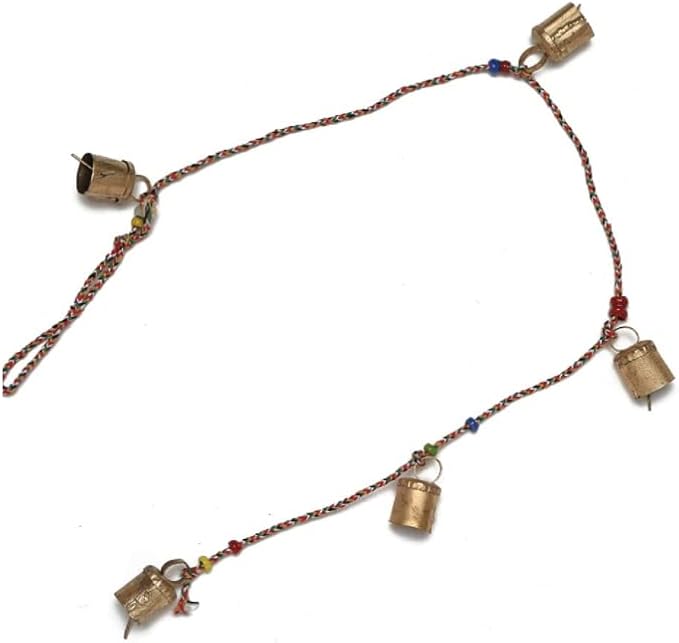 Set of 2 Rustic Vintage bell for Home Wall Christmas New Year decor decoration Garden - 5 handmade bells in a string with beads. Wind Chime Bell Chime Cow Cat Cattle bells Gifting