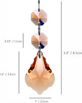 20pcs Crystal Maple Leaf Chandelier Prism Replacement Pendant Connected Glass Octagon Beads Chain for Chandelier Christmas Decoration 38mm (Rose)