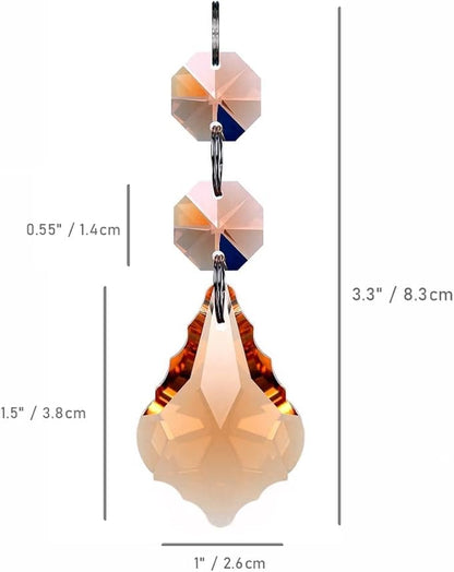 20pcs Crystal Maple Leaf Chandelier Prism Replacement Pendant Connected Glass Octagon Beads Chain for Chandelier Christmas Decoration 38mm (Rose)