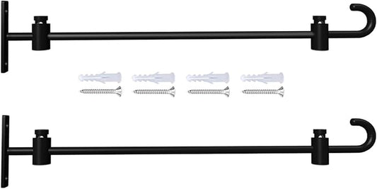 Koutemie Wall Garden Flag Stand Holder Pole with Stoppers for 12 x 18 Outside Small Yard Flags Décor, One Piece Wall Mounted Metal Garden Flag Scroll Hanger for Mailbox Post, Black, 2 Pack