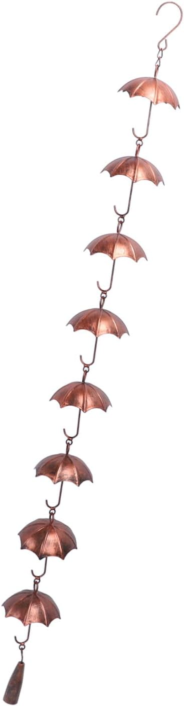 Akozon 39.4in Umbrella Rain Chain - Deco 8 Cups Iron Rain Chain for Patio Outdoor Decor