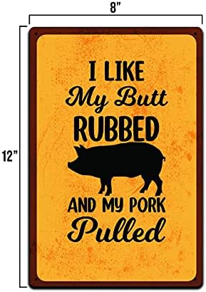 Backyard Patio BBQ Firepit 12 x 8 inch Meat temperature Magnet Sign (pork pulled)