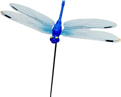 Garden Royal Blue Dragonfly Stakes with Sticks,25 pcs 3D Removable Fake Dragonfly,25 pcs 10" Waterproof Shaking Head Dragonflies Ornaments Garden Decor for Outside,Plant Decoration and House Warmings
