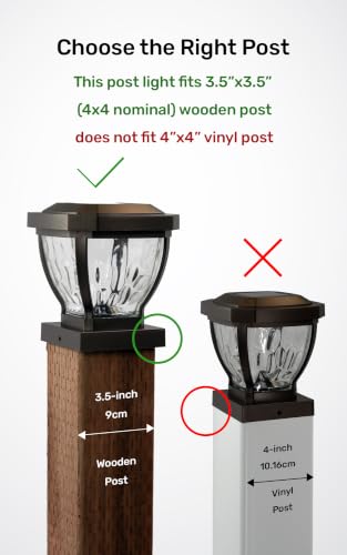 Solar Post Cap Lights - Glass, Bronze, 4x4, 2-Pack