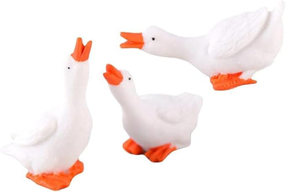 3 Pack White Miniature Goose Figurines – Resin Animal Statues for Home, Garden, Lawn, Patio, Micro Landscape, and DIY Craft Decor, Small Fairy Garden Accessories for Outdoor and Indoor Decoration
