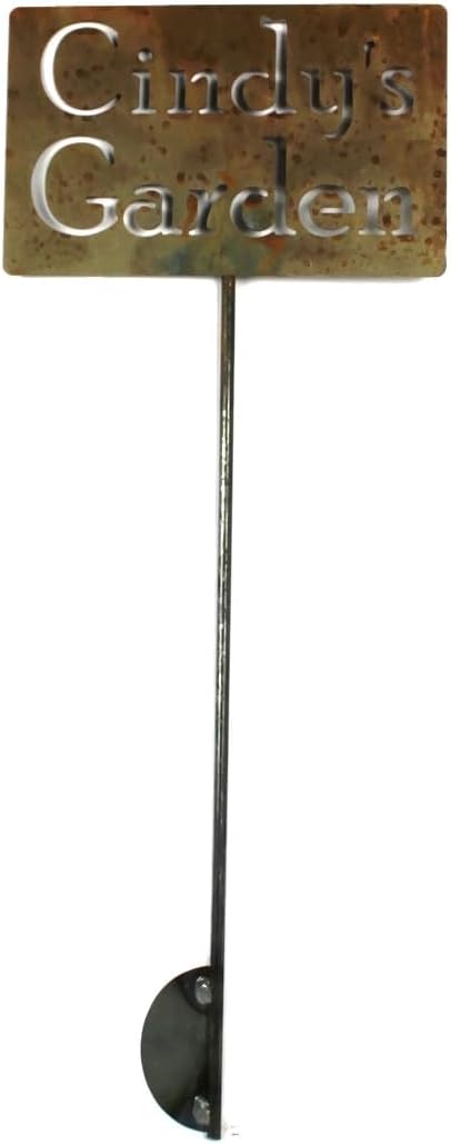 Classic Metal Garden Markers Clearance Items 20 to 33 Inches Tall (Naturally Rusted, Cindy's Garden)