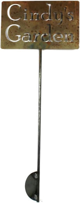 Classic Metal Garden Markers Clearance Items 20 to 33 Inches Tall (Naturally Rusted, Cindy's Garden)
