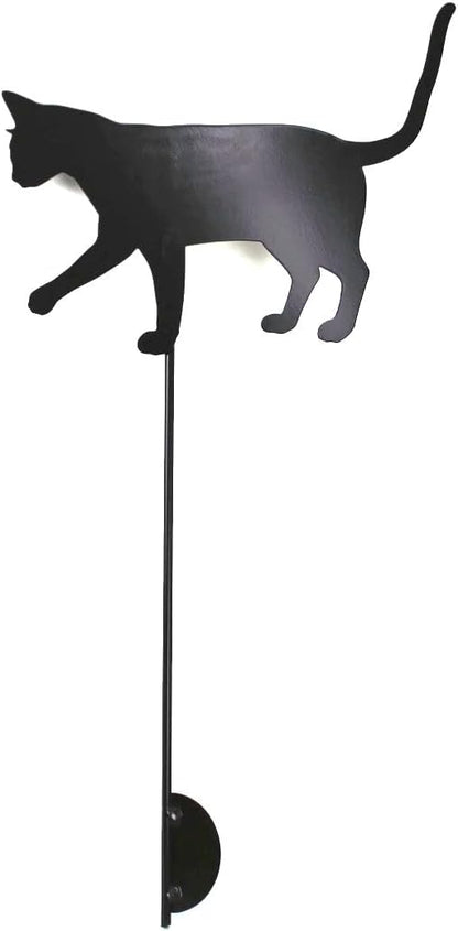 Pets and Farm Animals Metal Garden Landscape Stake (11.5" Wide Cat on Stake, Bronze Charcoal)