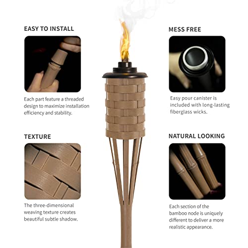 ONETHATCH Citronella Torches - Brown Bamboo 60" 4-Pack