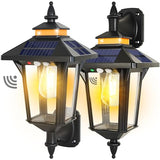 Solar Wall Lantern - 2 Pack, Motion Sensor, 3 Modes