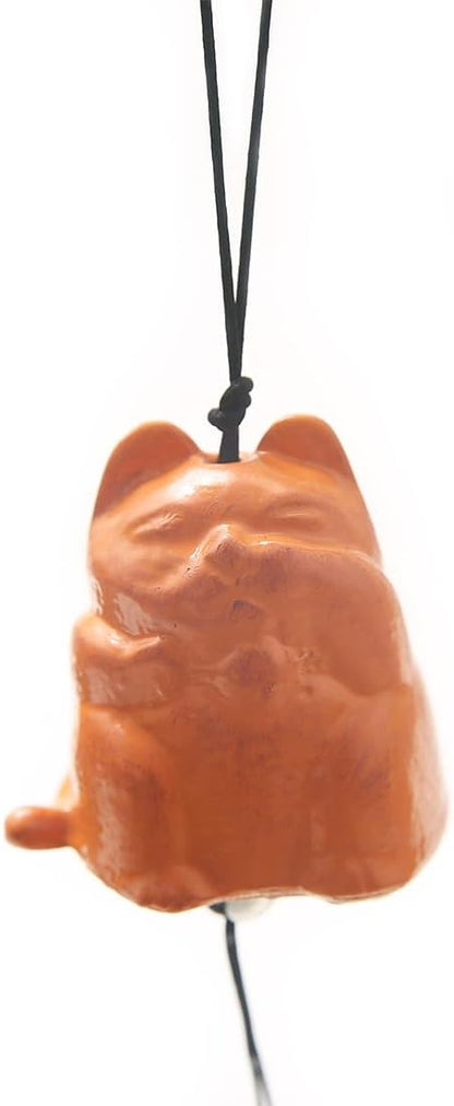 Cute Cat Japanese Traditional Lucky Small Wind Chimes for Outside, Iwachu Cast Iron Bless Temple Wind Bell Memorial and Sympathy Wind Chimes Indoor Garden Bell, Patio, Balcony Orange