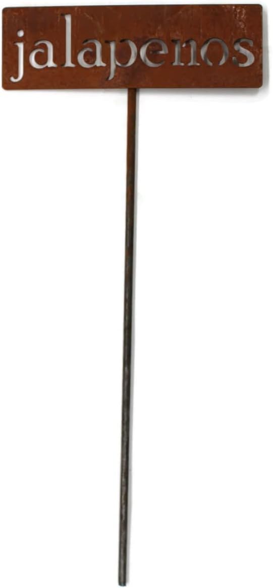 Classic Metal Garden Markers 19 Inches Tall (jalapenos, Naturally Rusted)